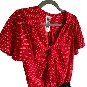 Free People Red Polka Dot Pin Up Retro Rockabilly Festival Lace Bodysuit X-Small